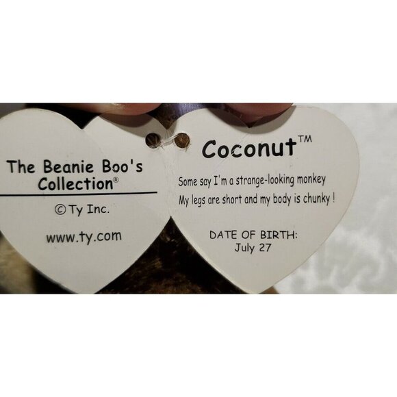Ty Beanie Boos - COCONUT the Monkey (6 Inch)(2010 Tags / Solid Eyes) - Picture 5 of 12